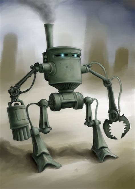 A Robot That Is Standing In The Dirt