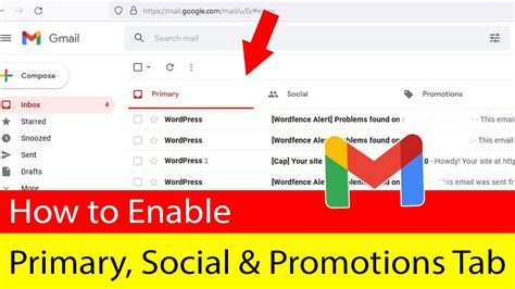 How To Enable Primary Social And Promotions Tab In Gmail Youtube