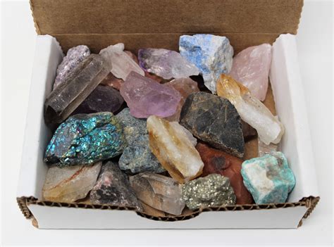 Miniature Crafters Collection Box Gems Crystals Natural Raw Minerals