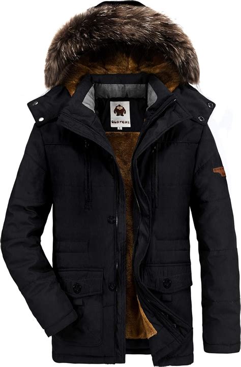 Haines Parka Jacket Mens Coats With Fur Hood Winter Warmth Thicken