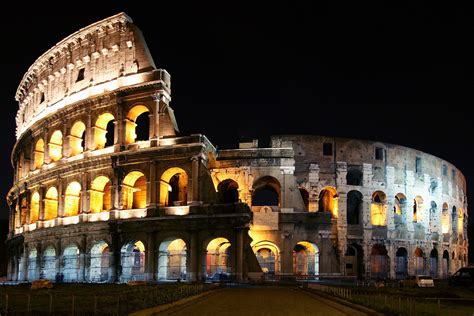 Roman Colosseum At Night Rome Italy Places To Travel Places To Go