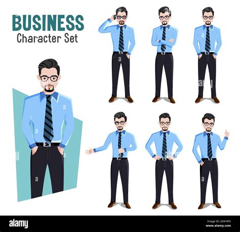 Business Man Vector Characters Set Businessman Character Boss In