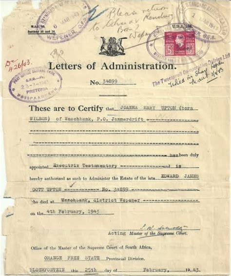 Numismatic Collectables Union Of South Africa 1943 Letter Of