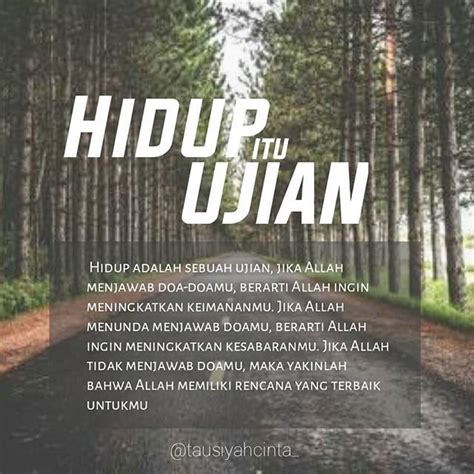 Kedua, manusia akan diuji dengan kesusahan hidup seperti kemiskinan, penyakit, musibah dan sebagainya. HIDUP manusia di pentas dunia ini sebagai ujian dari Allah ...