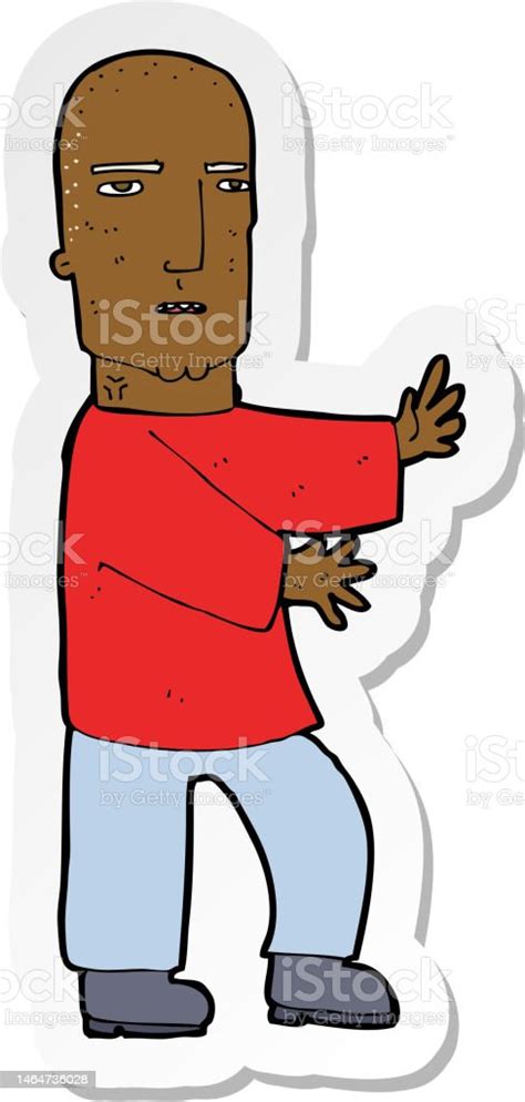 Sticker Of A Cartoon Tough Man Stock Illustration Download Image Now