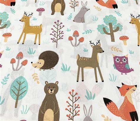 Forest Animal Fabric Woodland Nursery Fabric Cotton Quilt Etsy