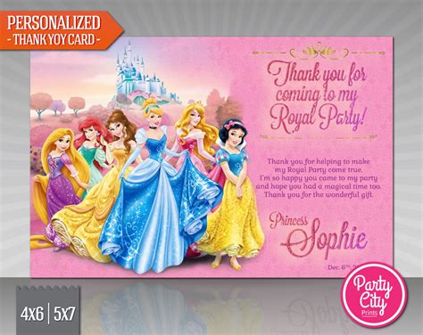 Princess Thank You Card Disney Princess By Partycityprints