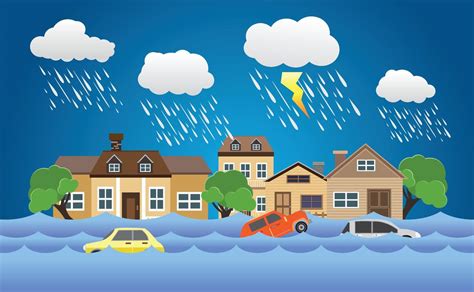 Flood Disaster Flooding Water In City Street Vector Design 7582167