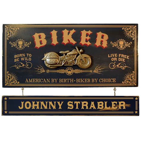 Vintage Biker Plaque With Custom Hanging Name Plank Northwest Ts