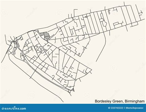 Street Roads Map Of The Bordesley Green Neighborhood Of Birmingham