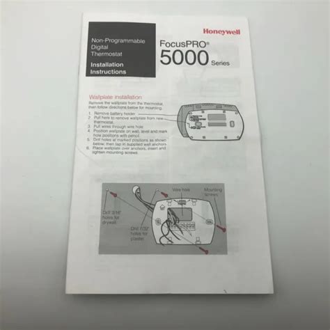 INSTRUCTIONS FOR HONEYWELL Focus Pro 5000 Series Non Programmable
