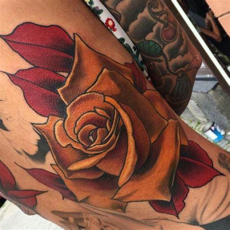 Neotraditional Rose Traditional Tattoo Flowers Flower Tattoos Rose