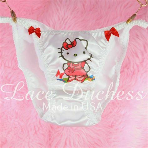 Lace Duchess Classic 80’s Cut Hello Kitty Garden Cat Character Movie Print Satin Wet Look