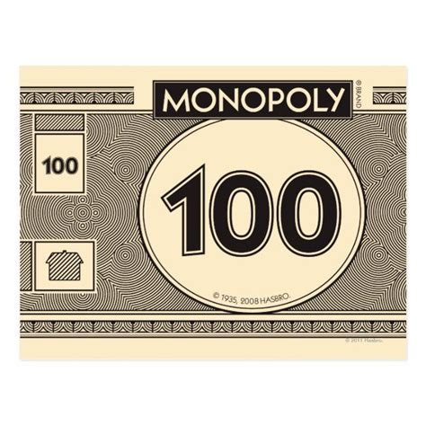 Monopoly 100 Dollar Bill Postcard 100 Dollar Bill Monopoly Money