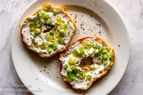 Bagel With Cream Cheese And Scallions Lifes Little Sweets