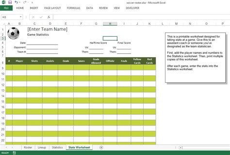 Soccer Roster Free Excel Template