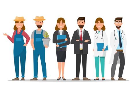 A Group Of People In Different Professions 676715 Vector Art At Vecteezy