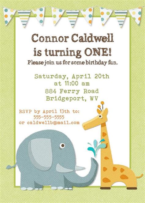 Zoo Animals Birthday Invitation Or Baby Shower Invitation By Bear River