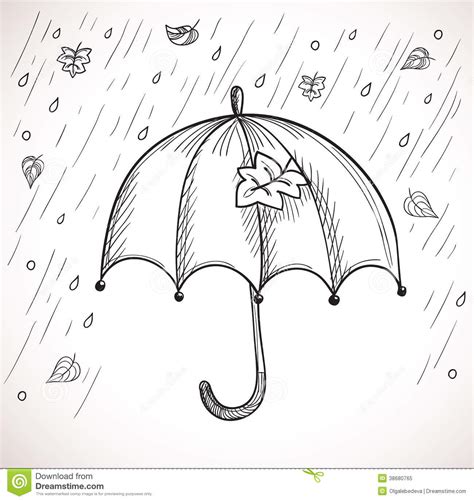 Croquis D'un Parapluie Sous La Pluie Photo libre de droits ...