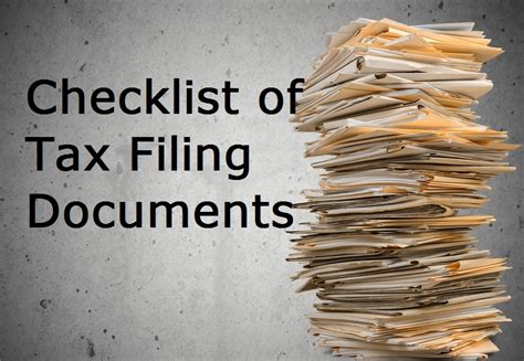 Checklist Of Tax Filing Documents