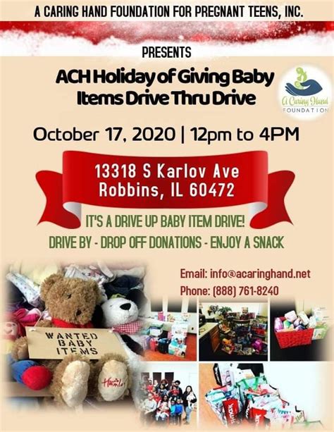 Holiday Of Giving Baby Items Drive A Caring Hand Foundation