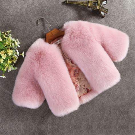 High Quality Little Girls Winter Coats Toddler Faux Fur Jackets Fluffy