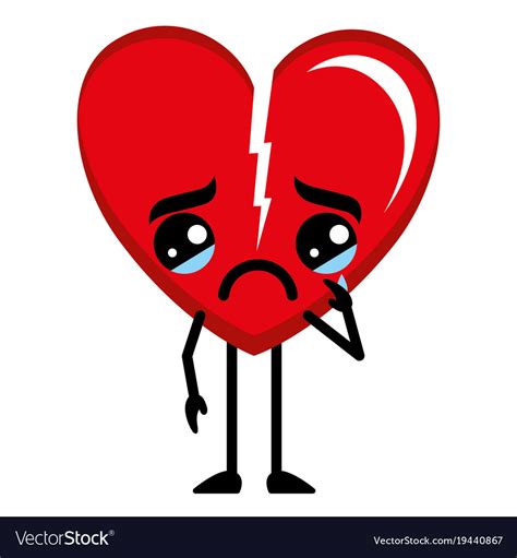 Heart Love Broken Kawaii Character Royalty Free Vector Image