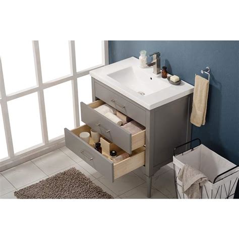 The almeria 3 drawer vanity desk comes in a rich noche walnut finish for a traditional, elegant style. Mason 30" Wide 3-Drawer Porcelain Gray Single Sink Vanity ...