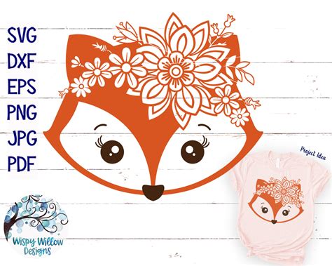 Floral Fox Svg Dxf Png Girl Fox Face Svg Fox With Flowers Etsy