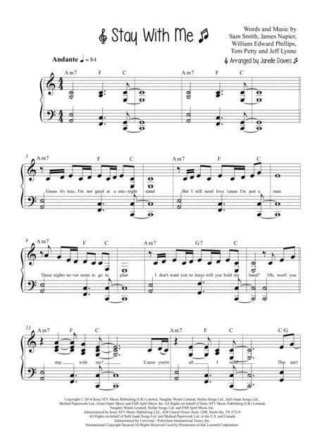 Stay With Me By Sam Smith Digital Sheet Music For Download And Print