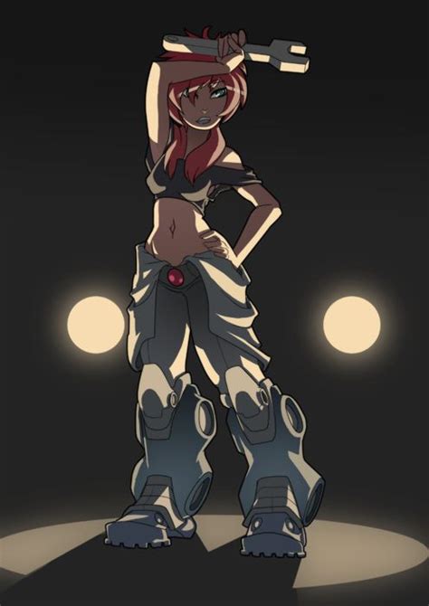 An Anime Character Standing In The Dark With Her Arms Behind Her Back