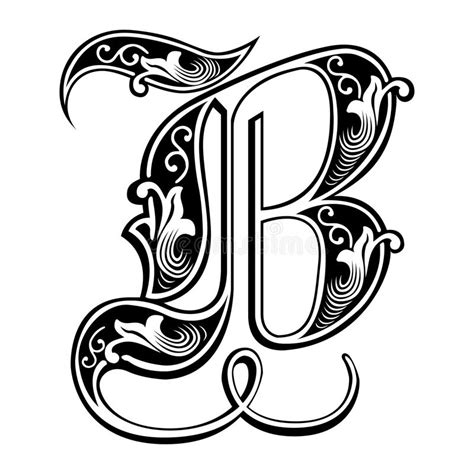 Garnished Gothic Style Font Letter B Stock Vector Illustration Of