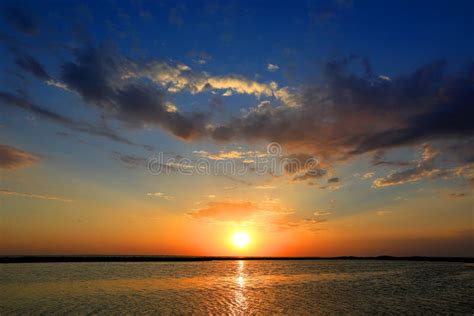 Majestic Sunset Over Sea Shore Stock Photo Image Of Light Bright