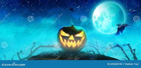 Horror Background With Full Moon In The Darkness Stock Illustration