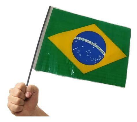 Kit Com 6 Bandeiras Do Brasil Plástica Haste 50cm Copa Do Mundo