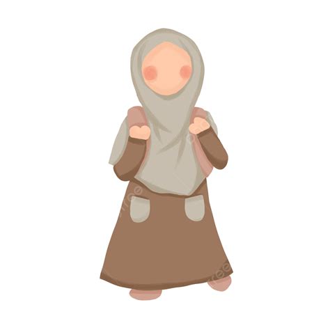 Back To School Muslim Girl Hijab Cartoon Illustration Muslim Girl
