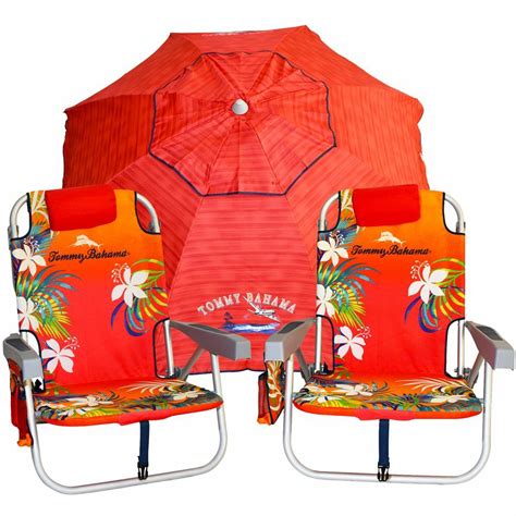 The bromley folding beach chair includes a cooler/dry storage compartment, 2 cup holders, removable pillow, and organizer. 2 Tommy Bahama Backpack Cooler Beach Chairs Plus Red + 7 ...