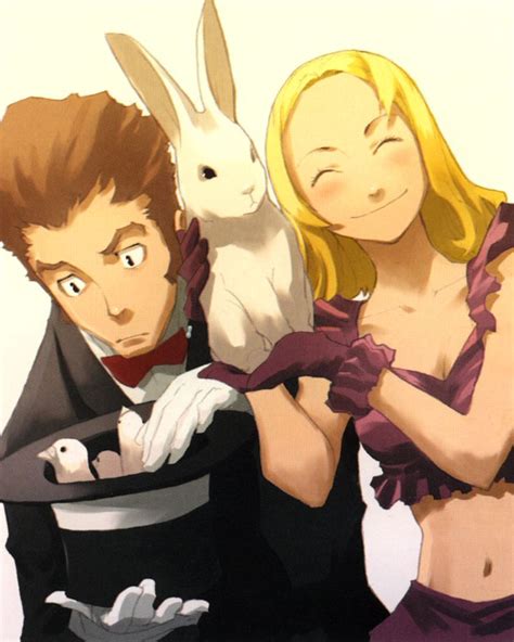 Two Anime Characters One Holding A Rabbit And The Other Looking At