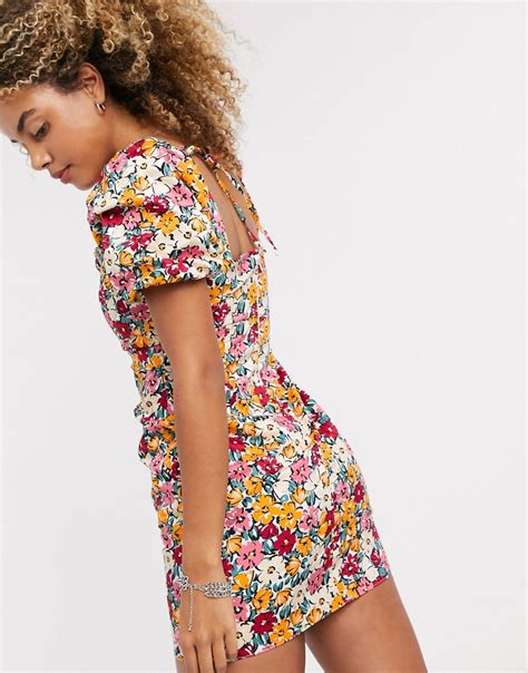 Topshop Poplin Mini Tea Dress In Floral Print Multi Fashion Gone Rogue