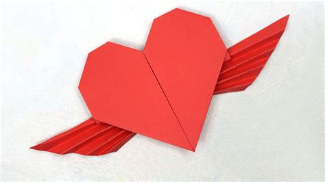 How To Make Paper Heart With Wings Origami Winged Heart For Valentine