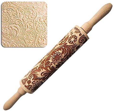 Paisley Embossing Rolling Pin 149 Inch Engraved Wooden Rolling Pin For