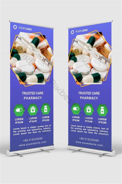 Pharmacy Roll Up Banner Signage Design Psd Template Mockup Psd Free