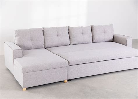 4 Seater Chaise Longue Sofa Bed In Calvin Fabric Sklum