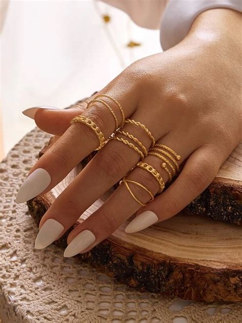 Shein 27 Mars 2020 8 Pièces Bague Design Chaîne Stylish Jewelry Hand