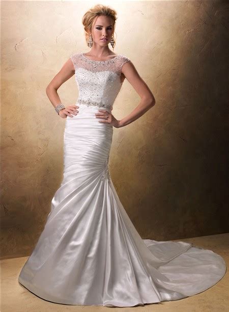 Fit a little large but better than too small. Fit And Flare Mermaid Illusion Neckline Beaded Satin ...