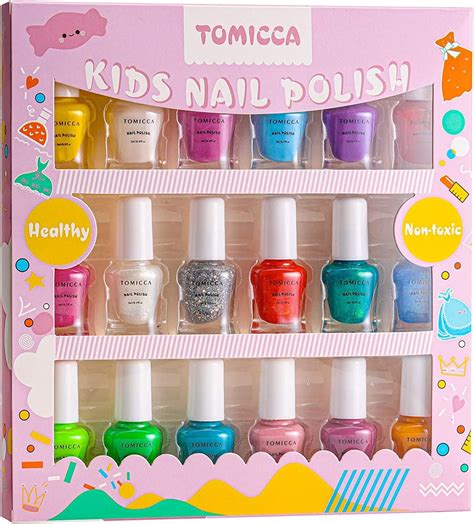 Tomicca Nail Polish Set For Girls18 Colours Non Toxic Peel Off Water