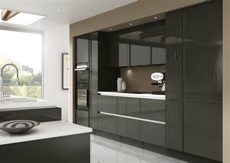 True Dark Grey Gloss Handleless Kitchen Design By Sheraton Interiors