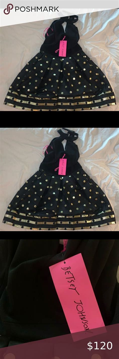 Betsy Johnson Punk Skirt Dress Gold Trim Polka Dot Punk Skirt Betsy