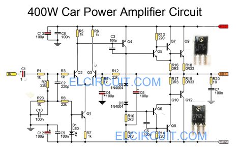 Here is an amplifier used a1941 & c5198 transistor. Car power amplifier circuit using C5100 / A1908 ...
