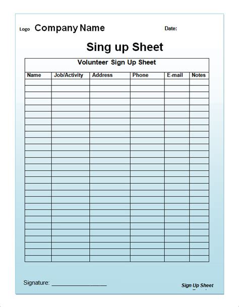 23 Sample Sign Up Sheet Templates Pdfword Pages Excel Sample